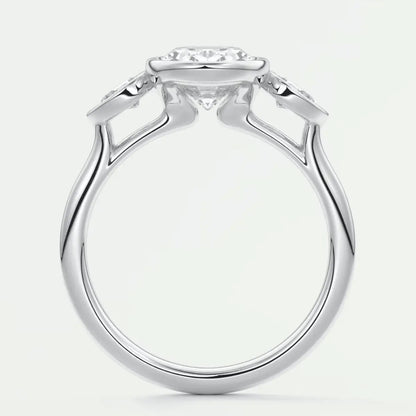 White gold diamond engagement ring with floral design and claw setting.