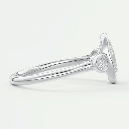 White gold diamond engagement ring with a halo design and round center stone.